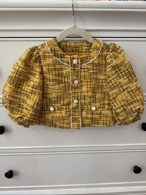 Janie and jack yellow tweed jacket size 3t